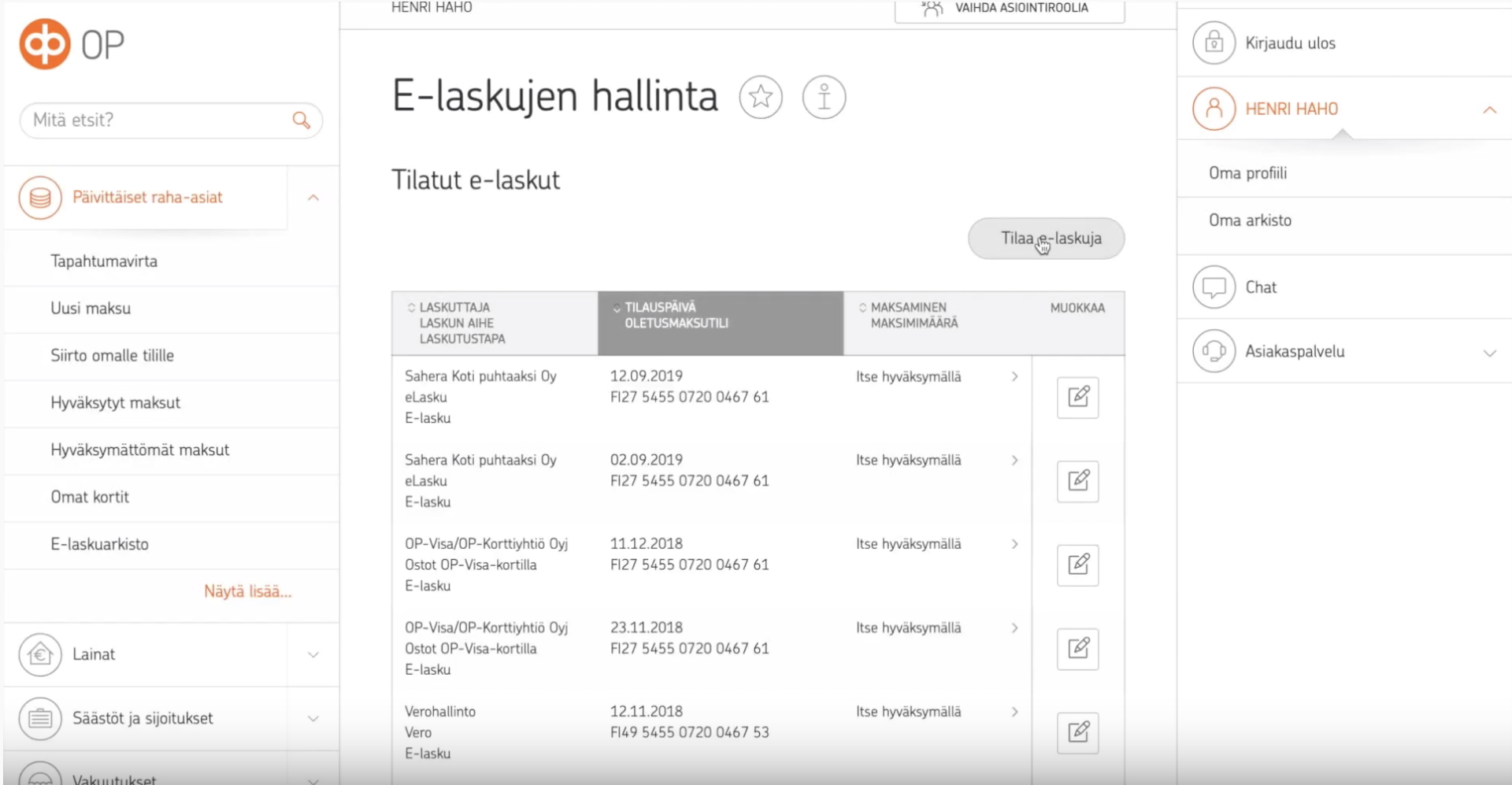 Miten tilaan e-laskun? Ohjeet kaikkien pankkien asiakkaille.